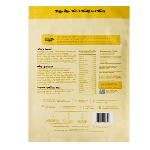 An image of the ingredient label of Crushed Tonic Dalkom Lucuma Collagen